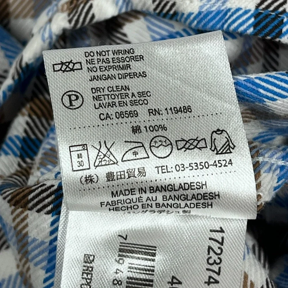 Report Collection Originals Button Up Shirt Men's XL Blue Brown Plaid Business